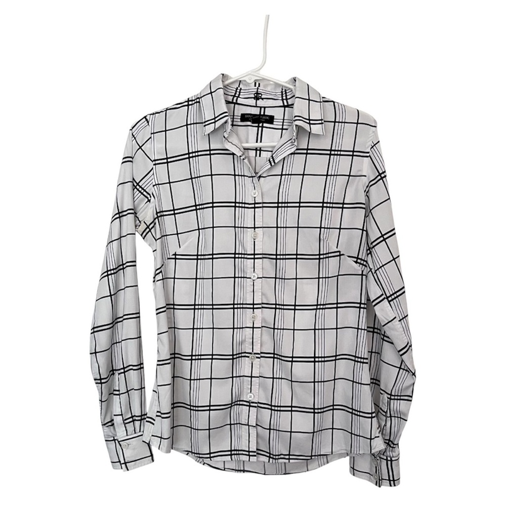 Banana Republic Non-Iron Fitted Plaid Button Down Shirt Size 4